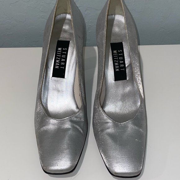Stuart Weitzman Silver Satin Pumps 8 - Picture 9 of 9
